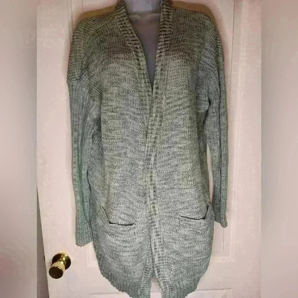 KNOX ROSE Coatigan Fall Green oversized cozy knit multi color cardigan (#576)‎